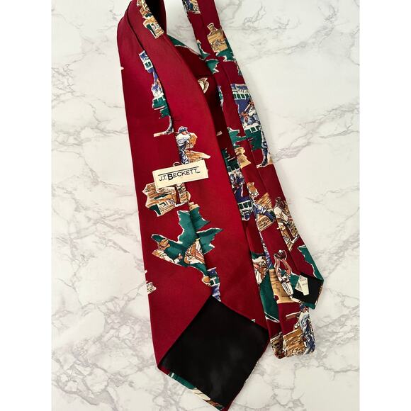 Vintage Imported Silk Baseball Tie Made USA Red Burgundy Maroon Batter Catcher - Picture 4 of 7